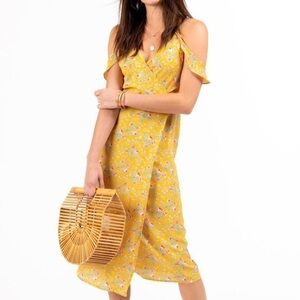 Francescas Yellow Floral Midi Dress